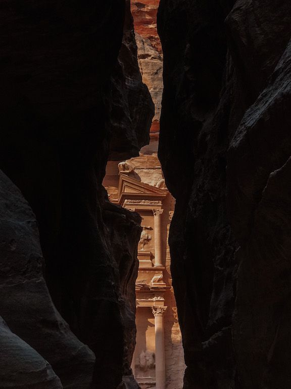 Glimpse of Al-Khazneh in Petra 