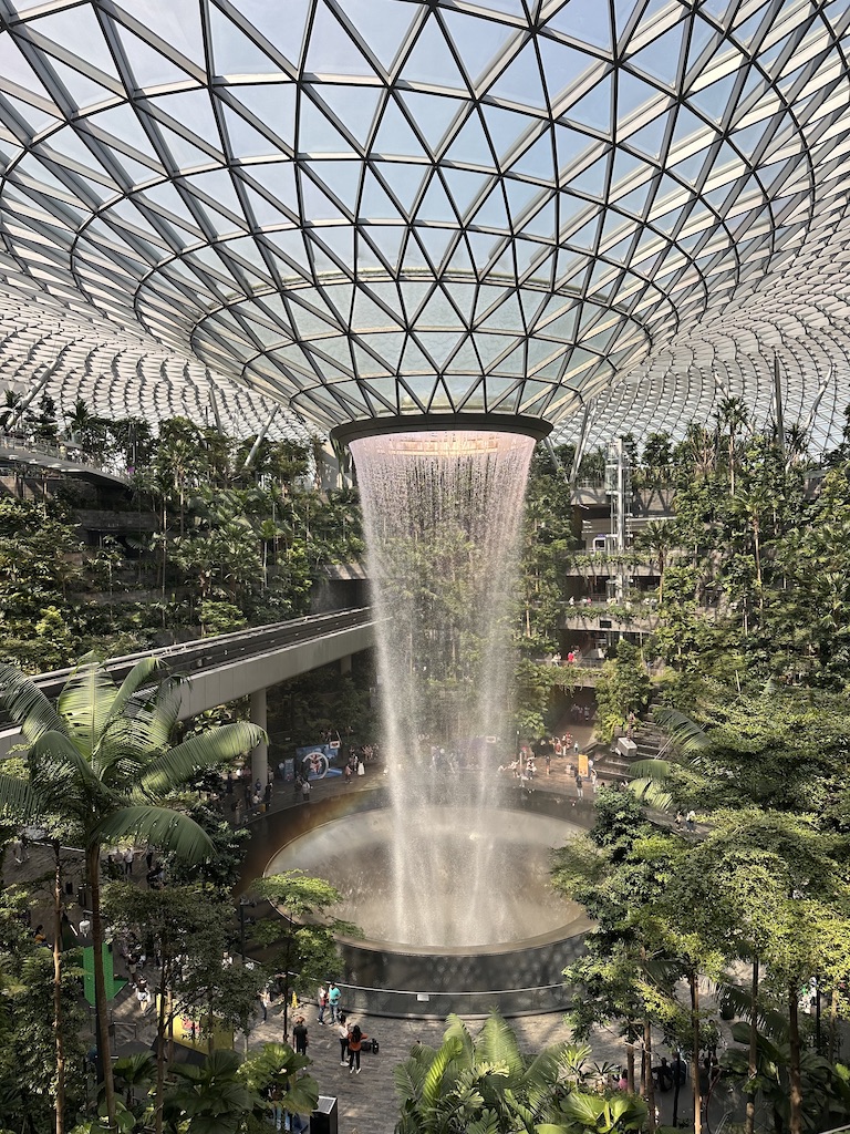 Changi Airport indoor waterfall