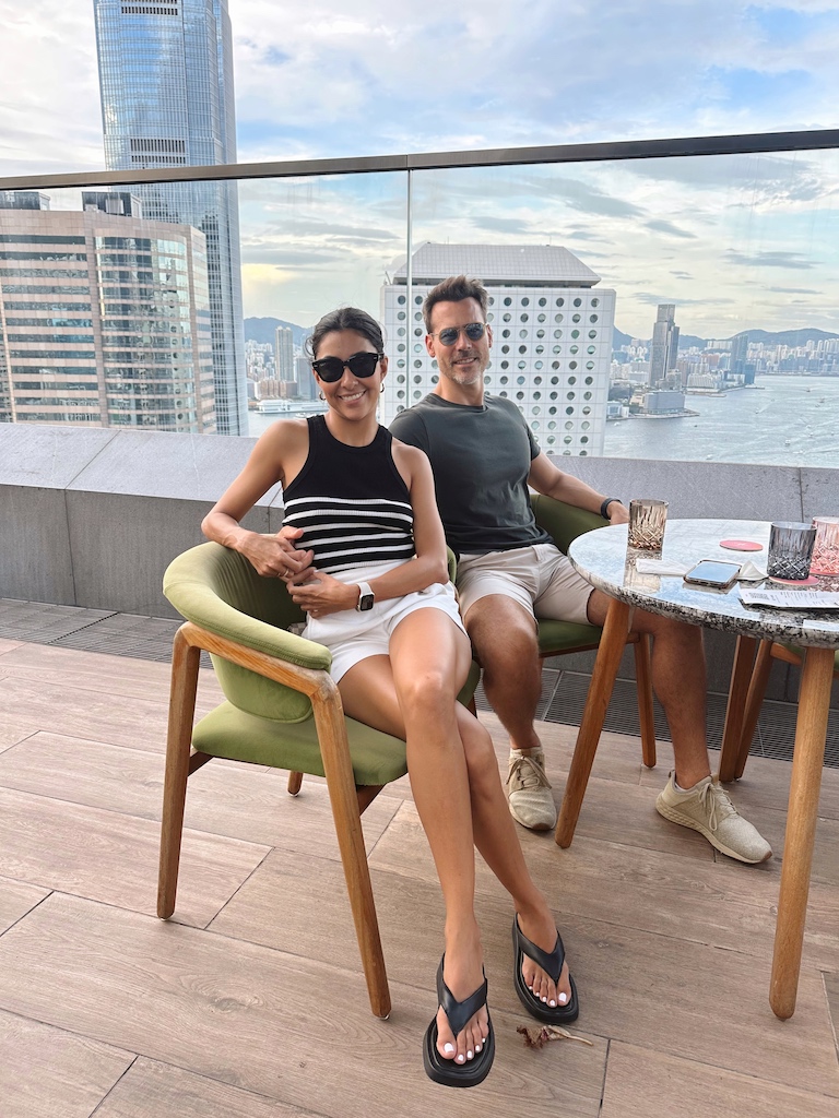 Enjoying a rooftop bar in HK 