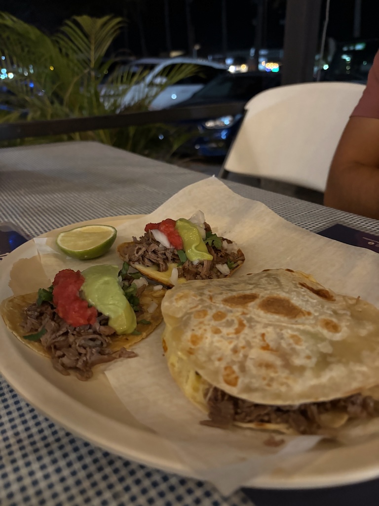 Corn and flour steak tacos