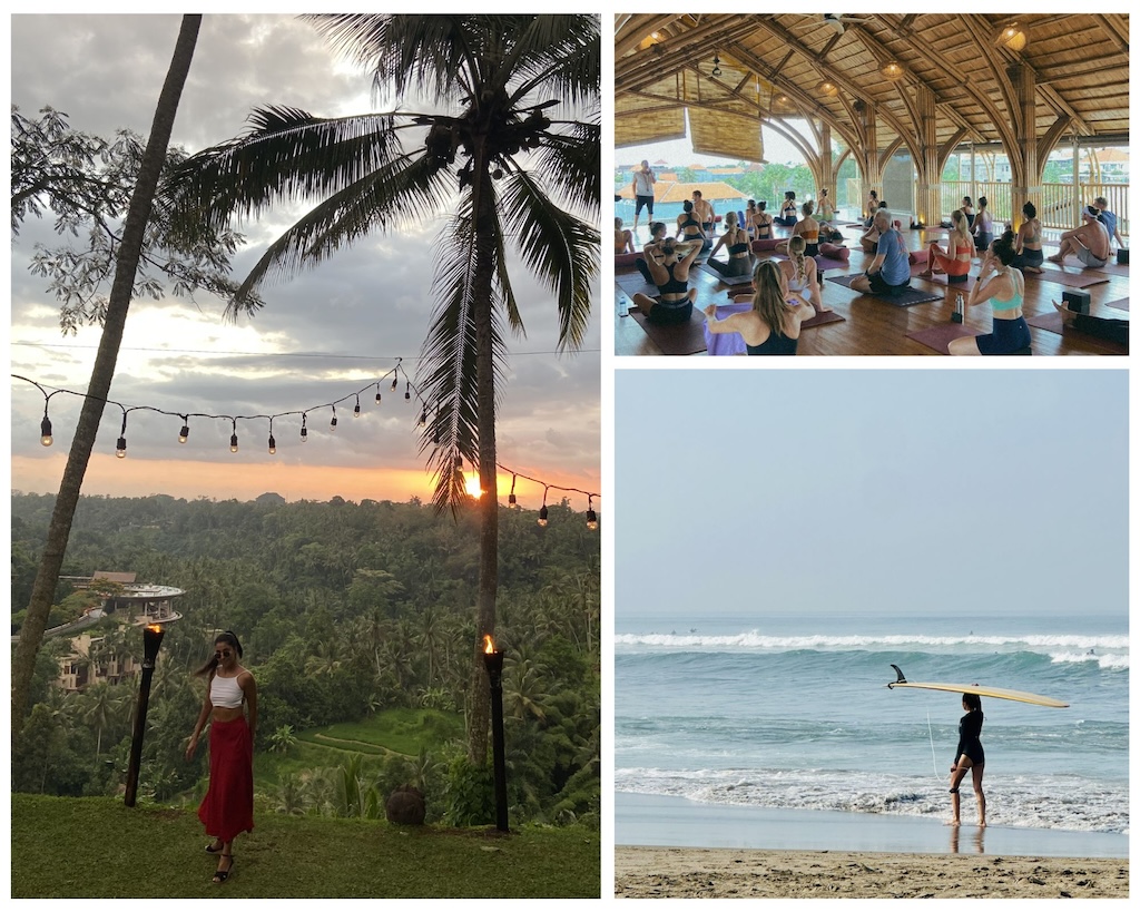 Yoga and surfing in Canggu, and sunset in Ubud Bali